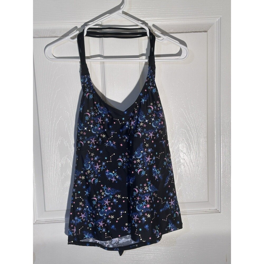 Arizona Swim Black Celestial Pattern Tankini Top Size XXL